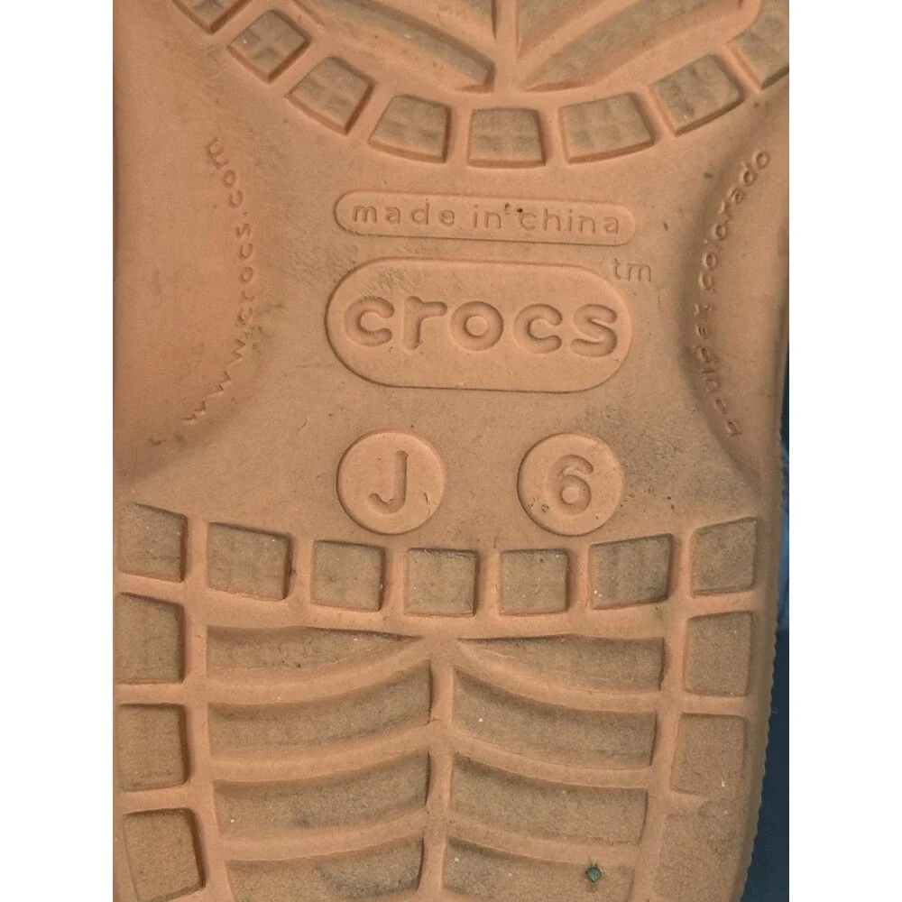 Crocs Classic Juniors Youth J6 Coral Slingback Slide Clog Pearl Decor